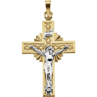 14K Yellow & White 27.5x19.5 mm Crucifix Pendant
