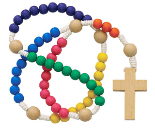 Kid'S Pink Wood Rosary Boxed