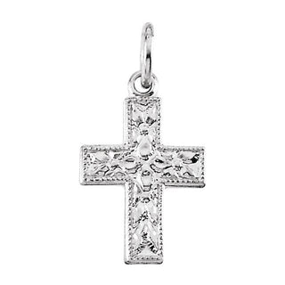 Sterling Silver Floral Cross Pendant