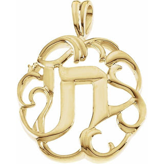14K Yellow 27x22 mm Chai Pendant