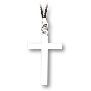 2 1/4" Nickel Cross On Black Cord 12-Pack