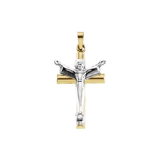 14K White/Yellow 24.75x17 mm Risen Christ Crucifix Pendant