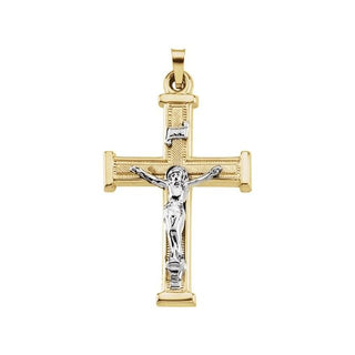 14K Yellow/White 25.3x18 mm Hollow Crucifix Pendant 