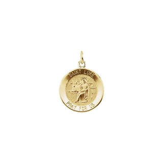 14K Yellow 12 mm Round Saint Luke Medal