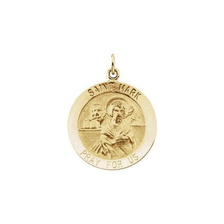 14K Yellow 18 mm Round Saint Mark Medal