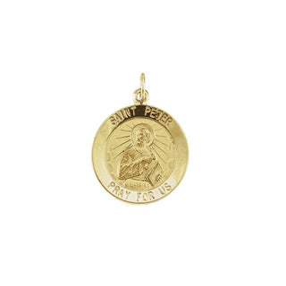 14K Yellow 18 mm Round Saint Peter Medal