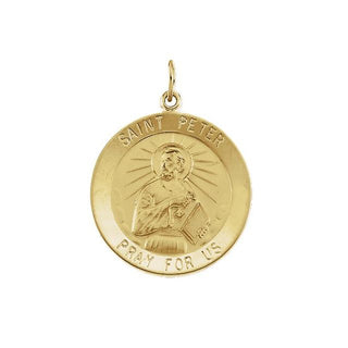 14K Yellow 25 mm Round Saint Peter Medal