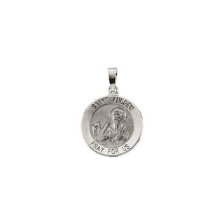 14K White 15 mm Round Saint Andrew Medal