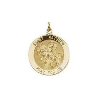 14K Yellow 18 mm Round Saint Matthew Medal