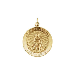 14K Yellow 22 mm Round Saint Peregrine Medal