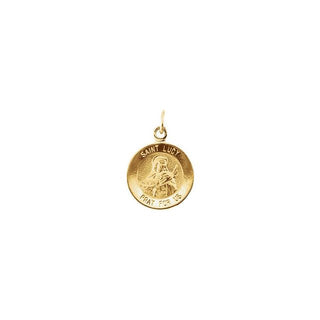 14K Yellow 12 mm Round Saint Lucy Medal
