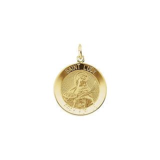 14K Yellow 18 mm Round Saint Lucy Medal