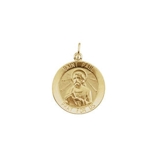 14K Yellow 18 mm Round Saint Paul the Apostle Medal