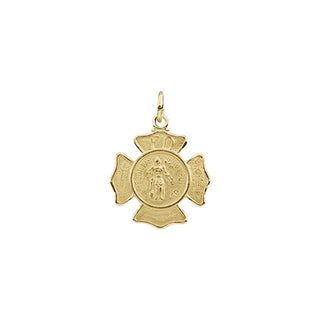 14K Yellow 17 mm Saint Florian Medal Pendant