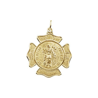14K Yellow 25 mm Saint Florian Medal Pendant