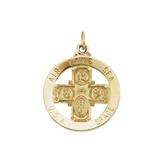 14K Yellow 25 mm Saint Christopher Four-Way Air, Land & Sea Medal