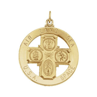 14K Yellow 33 mm Saint Christopher Four-Way Air, Land & Sea Medal