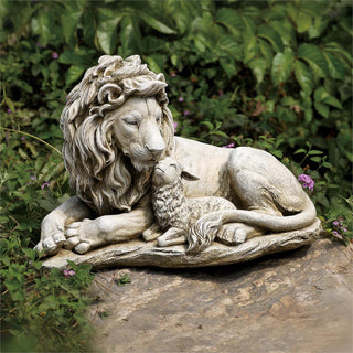 12.5-Inch Lion And Lamb Garden Statue