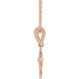 14K Rose .03 CTW Natural Diamond Petite Vintage-Inspired 16-18" Cross Necklace