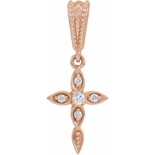 14K Rose .03 CTW Natural Diamond Petite Vintage-Inspired Cross Pendant