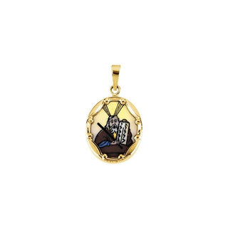 14K Yellow 17x13.5 mm Moses Hand-Painted Porcelain Medal