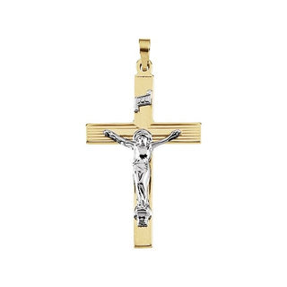 14K Yellow & White 32x21 mm Crucifix Pendant