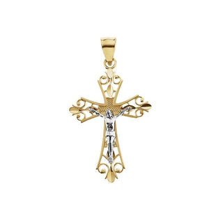 14K Yellow/White 27x19.5 mm Crucifix Pendant 