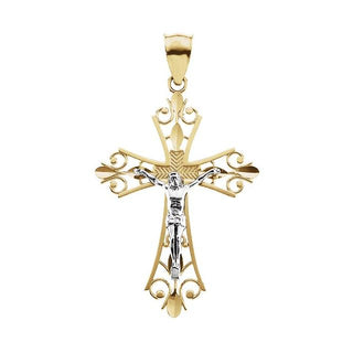 14K Yellow/White 34x24 mm Crucifix Pendant 
