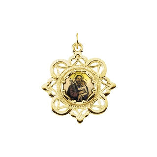 10K Yellow 25.75x25.75 mm Enamel Saint Joseph Pendant