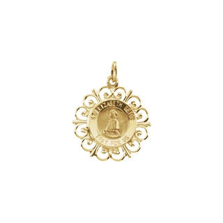 14K Yellow 18 mm Round Saint Elizabeth Seton Medal