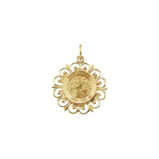 14K Yellow 18 mm Round Saint Gerard Medal