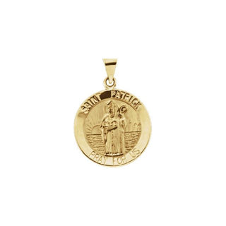14K Yellow 18 mm Hollow Round Saint Patrick Medal