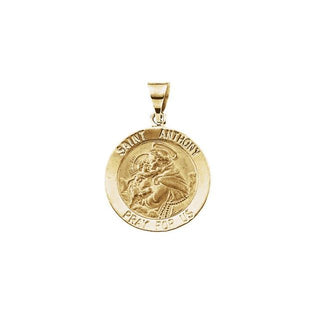 14K Yellow 18 mm Round Hollow Saint Anthony Medal 