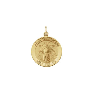 14K Yellow 18 mm Round Saint Jude Thaddeus Medal