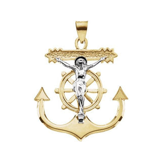 14K Yellow/White 31x30 mm Mariner's Crucifix Pendant