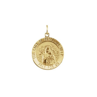 14K Yellow 18 mm Round Our Lady of Perpetual Help Medal