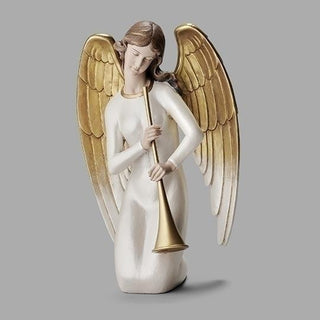 14-Inch Angel With Gold Wings With Horn Figure - Joseph's Studio