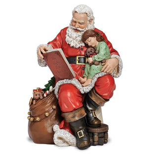 16-Inch Santa Reading To Child Figure - Joseph's Studio