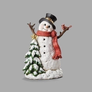 10.5-Inch Snowman Figure With Scarf And Tree With Star - Joseph's Studio