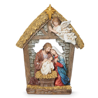 10.5-Inch Joseph Holding Baby In Manger Figure