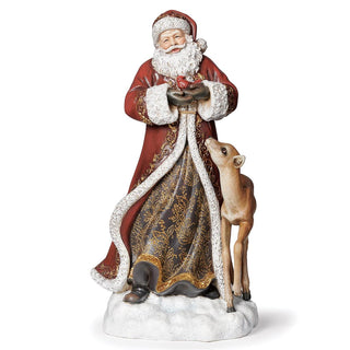 11-Inch Santa Figure Holding Cardinal - Deer - Joseph's Studio