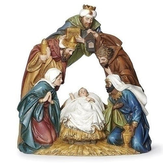 9-Inch Lighted Arch Nativity Traditional Color. J.S