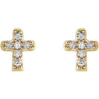 14K Yellow .06 CTW Natural Diamond Youth Cross Earrings