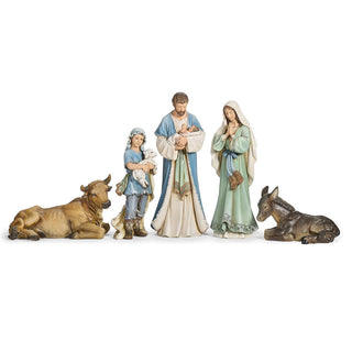 12-Inch 5-Piece St Nativity - Blue And Green Hues