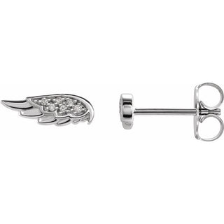 14K White .03 CTW Natural Diamond Angel Wing Earrings  