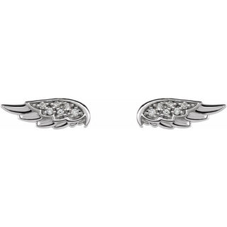 Sterling Silver .03 CTW Natural Diamond Angel Wing Earrings  