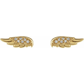 14K Yellow .03 CTW Natural Diamond Angel Wing Earrings  
