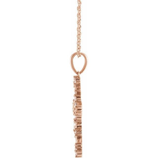 14K Rose 1/2 CTW Natural Diamond Scattered Cross 16-18" Necklace