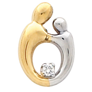 14K Gold/White Two Tone Sm Mother & Child Dia. Pendant at Catholic Shop