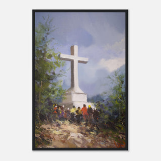Pilgrims at the White Cross Framed Print - view 13